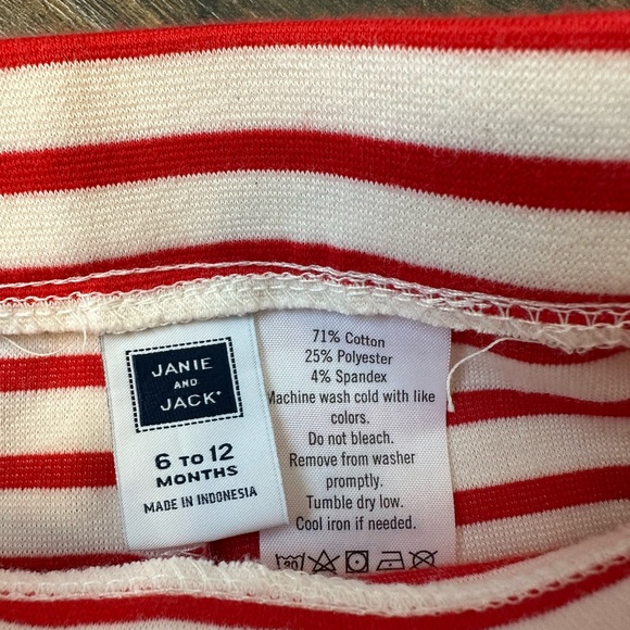 Janie and Jack Striped Red Ponte Pant w/ Heart Buttons (Size 6-12 Months) - Picture 4 of 4